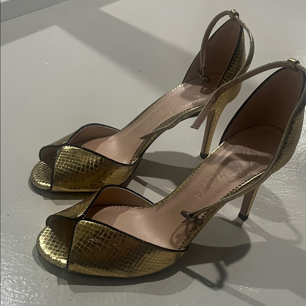 J. Crew Gold Textured Heels